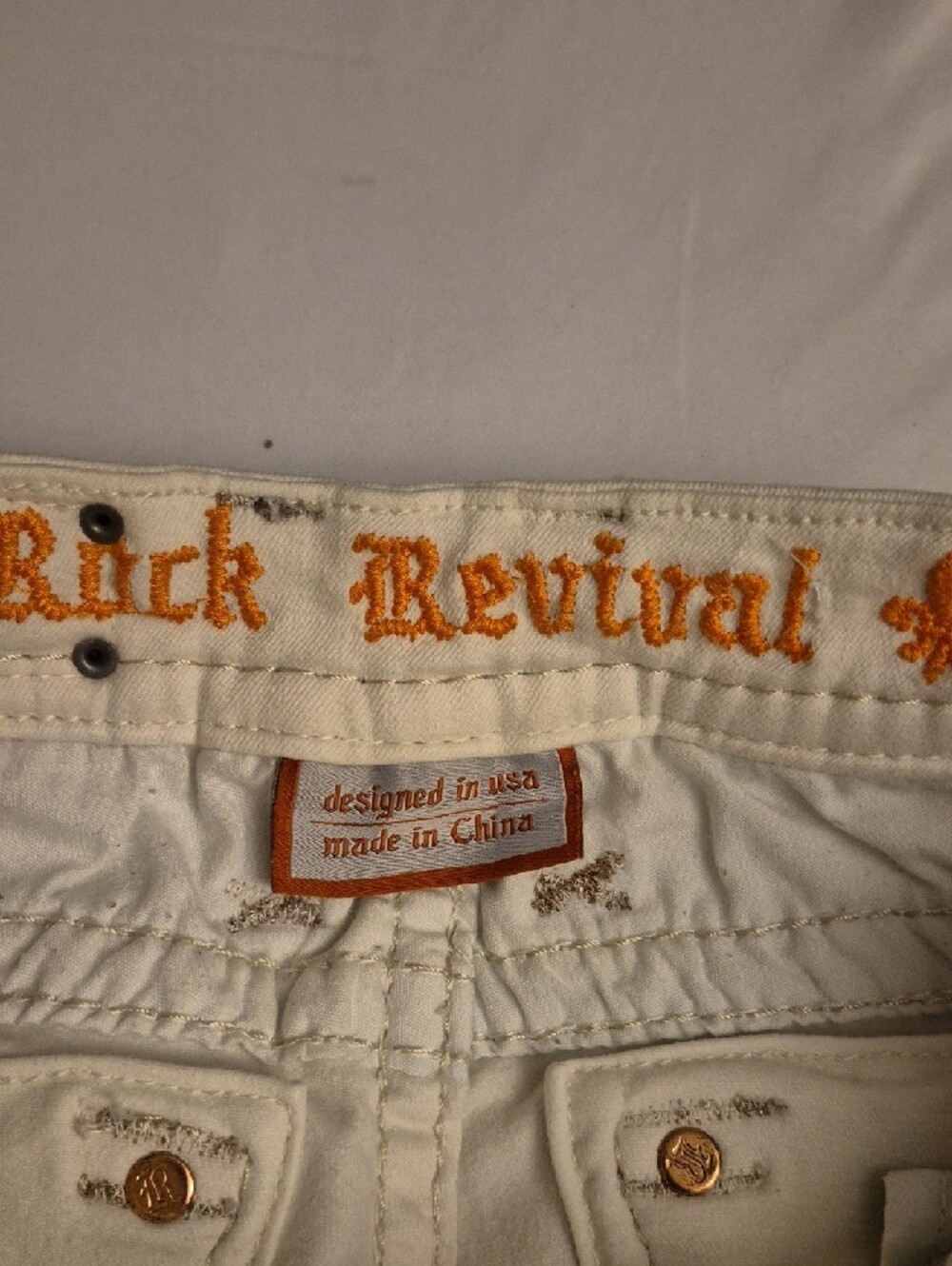 Rock Revival Women's Cream Embroidered Skinny Crop Jeans - Picture 6 of 10